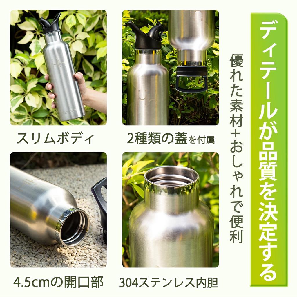 BOONSHAK 1000ml Stainless Steel Water Direct Keeps Drinks Hot or Vacuum 1 Liter Seamless Easy to Includes Two Perfect for Mountain and Suitable for