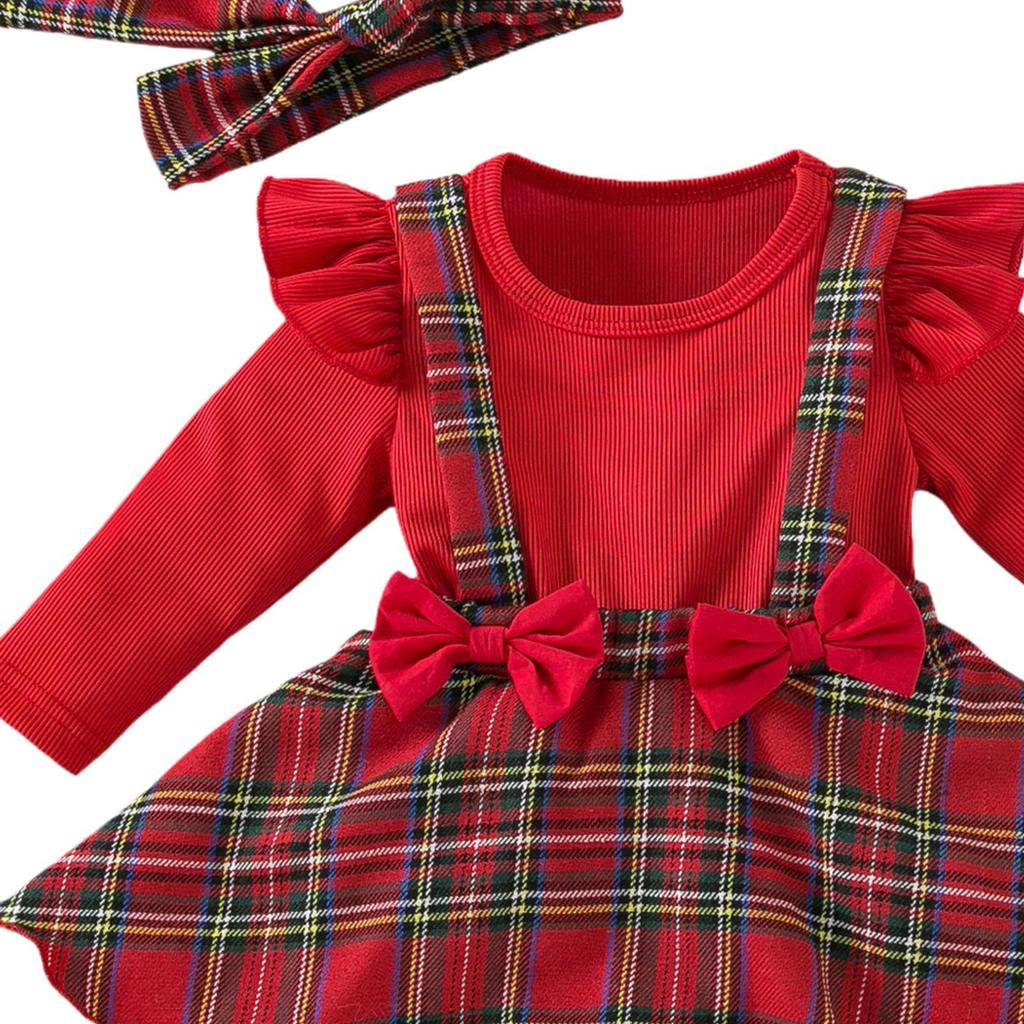 Christmas Outfits for Girls Headband Xmas Jumpsuit Party Favors Supplies