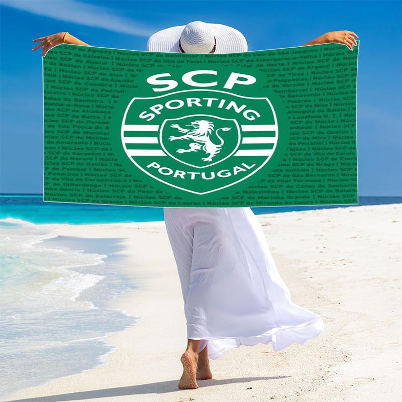 Sporting CP Logo Print Beach Towel, Large Soft Quick Dry Towel for Beach Camping Swimming