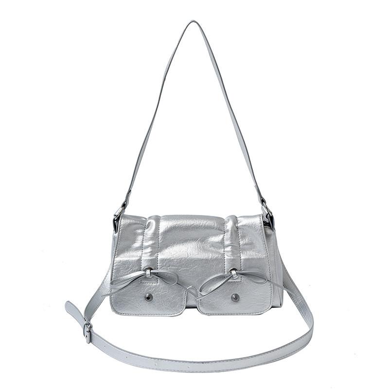 IELGY Ladies Diagonal Bag Bow One-Shoulder Underarm Pleated Simple