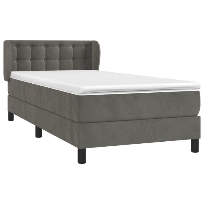 3127698 vidaXL Divan Bed and Mattress Dark Grey 80x200 Cm Velvet