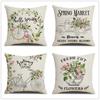 Seasons Throw Pillow Cover Spring Linen Flowers Truck Cushion Office Throw Pillow Cushion Throw Pillow Cushion