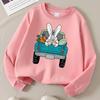 Kids Crewneck Long Sleeve Sweatshirt,Easter Bunny Driving Truck With Carrots Print