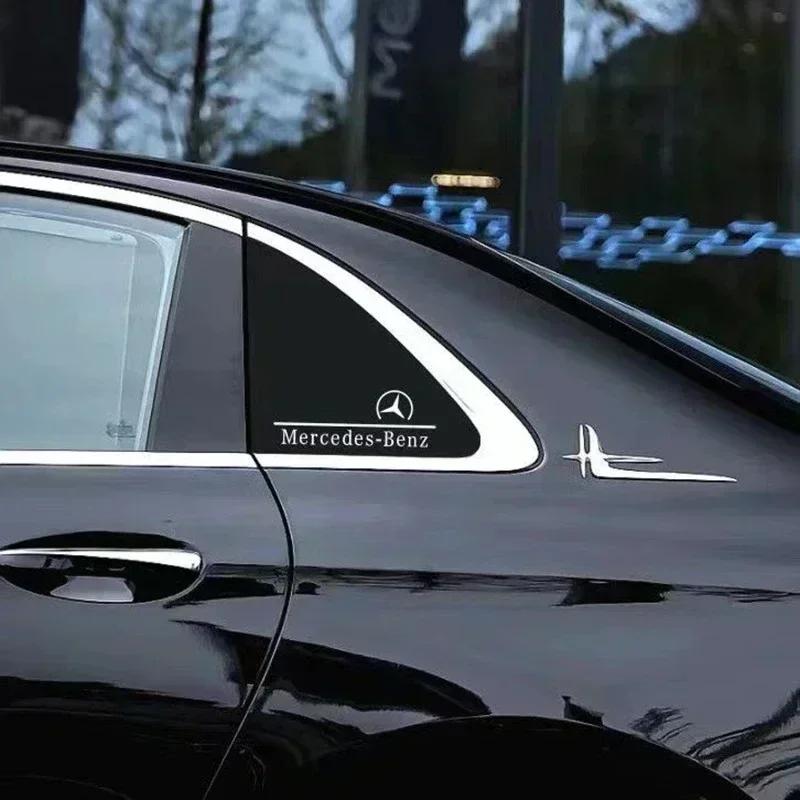 2pcs PVC Car Window Decoration Stickers Badge Accessories For Mercedes Benz C E S Class W204 W205 W203 W211 W212 W213 W201 W210