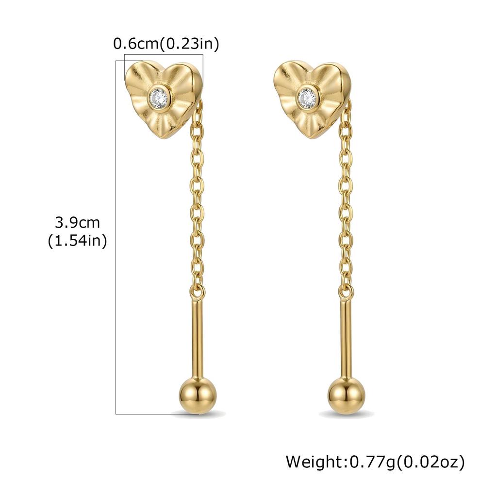 Bow Heart Drop Earrings for Women, Dainty Long Chain Threader Earrings , Minimalist 18K Gold Plated Temperament Jewelry