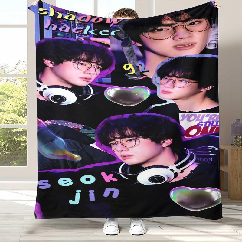 Kim Seok Jin Kpop B-BTS Flannel Blanket,Ultra Soft Warm Plush Throw for Home Bedroom Bed Sofa Cover Office Camping picnic gift