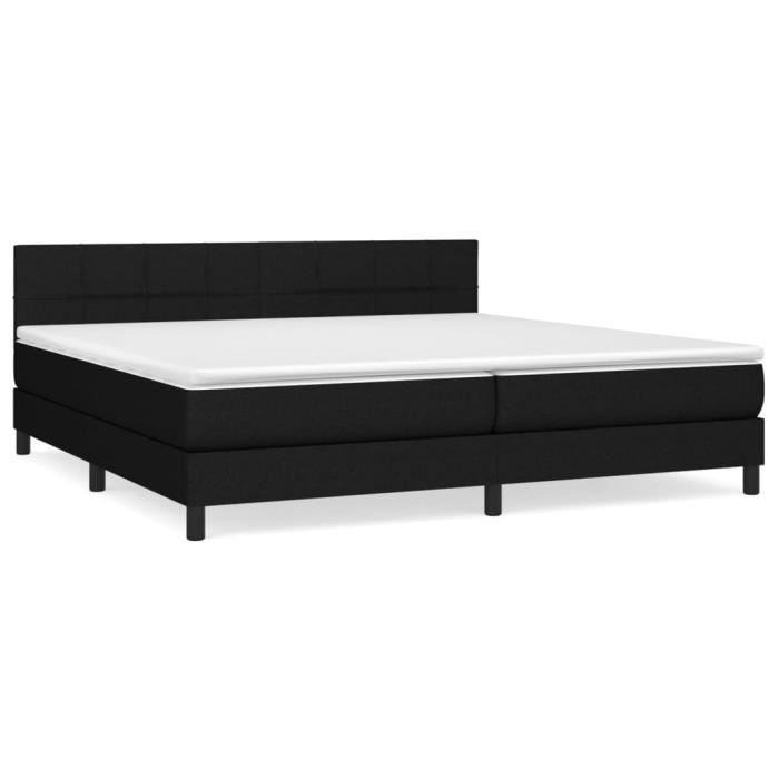 3140083 vidaXL Lit à sommier tapissier avec matelas Noir 200x200 cm Tissu