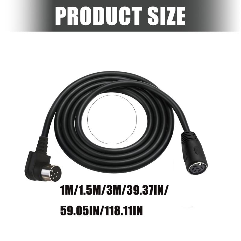 90 Degree DIN 6Pin Male to Female Sound Video Cable Terminal Cable for Sound Microphone Guitar Digital Equipment