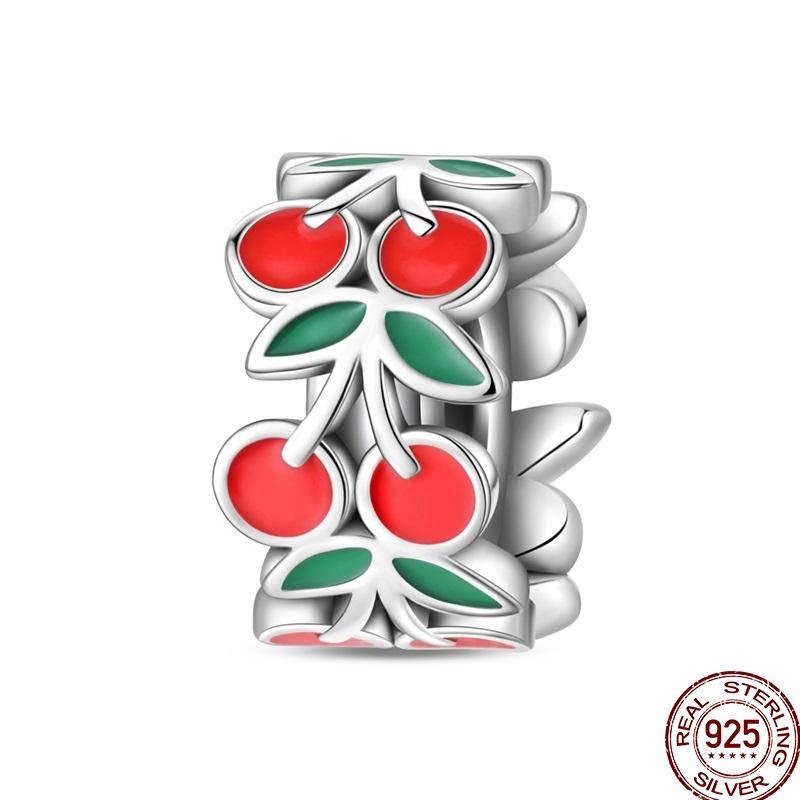 Newstering Copper Cherry Strawberry Fruit Series Charms Beads Fit 3Mm Original Bracelets Diy Birthday Jewelry Gifts