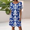 Women's Fashion Short Sleeve Dress With Pockets Floral Print Casual Beach Dress