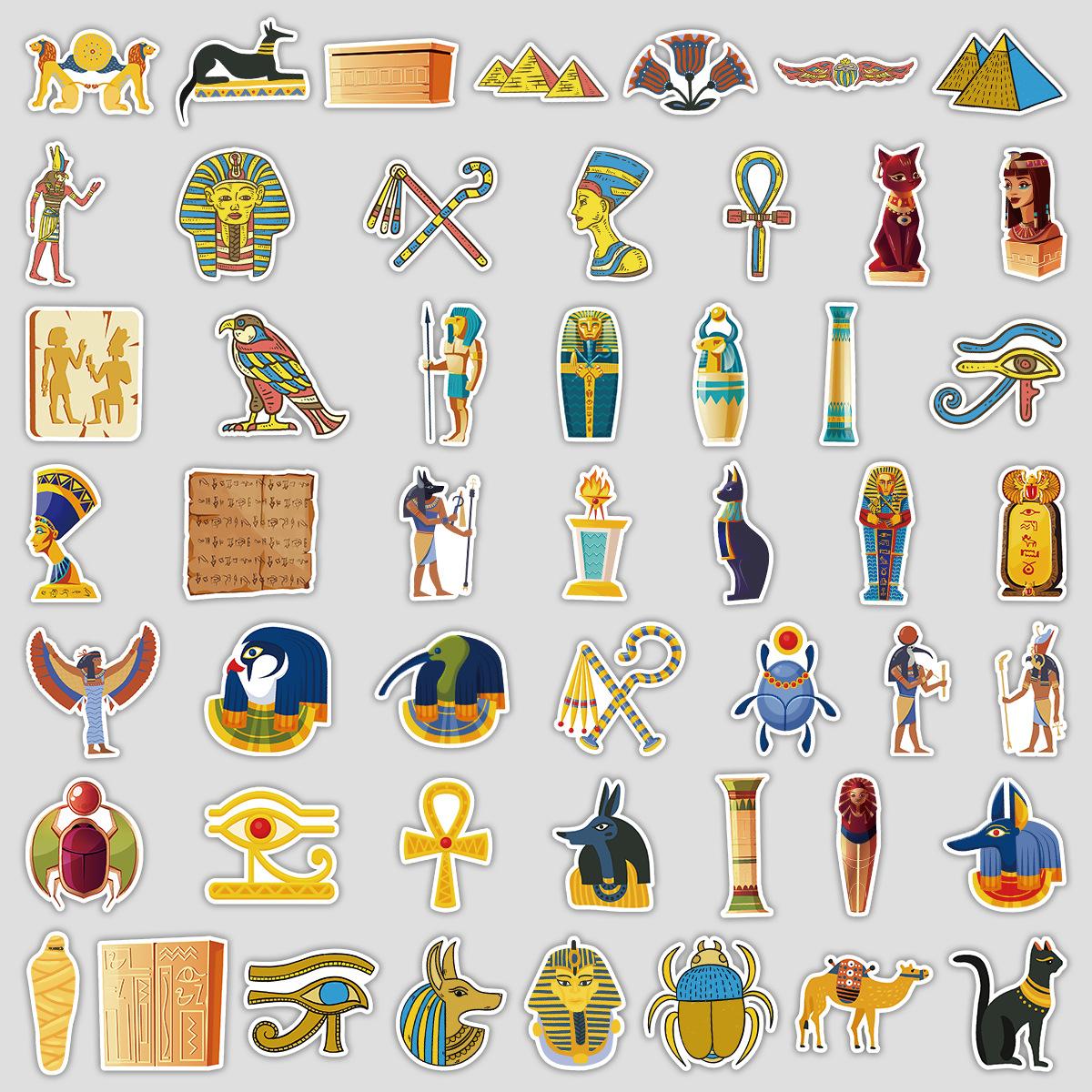 

50 Egyptian Series Graffiti Stickers for Mobile Phones, Luggage, Waterproof Decorative Stickers, Creative Egyptian Stickers