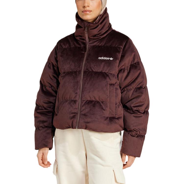 Adidas Originals Logo Pattern Stand Collar Warm Casual Down Jacket Women Outerwear Purple IW8437