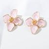 Obega Flower Earrings Stud Pink White Flowers Women Earring Post Spring Summer New Trendy Girls Cute Jewelrys