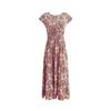 Vintage print dress fashionable and elegant V-neck short-sleeved dress long dress women's clothing