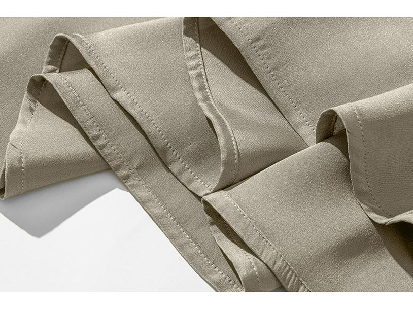 Francuska jedwabna spódnica midi - Jednolity kolor, wyszczuplająca, jedwab morwowy, elegancka damska odzież letnia