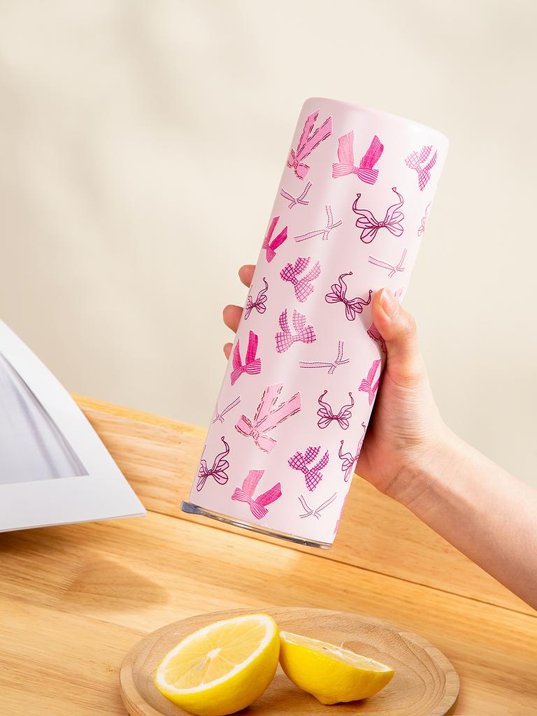 20oz Niedlicher Schleife Isolierter Becher Edelstahl Isolierter Thermobecher Party Tumbler Strohdeckel Kaffeetasse Reisebecher Heißwasserflasche