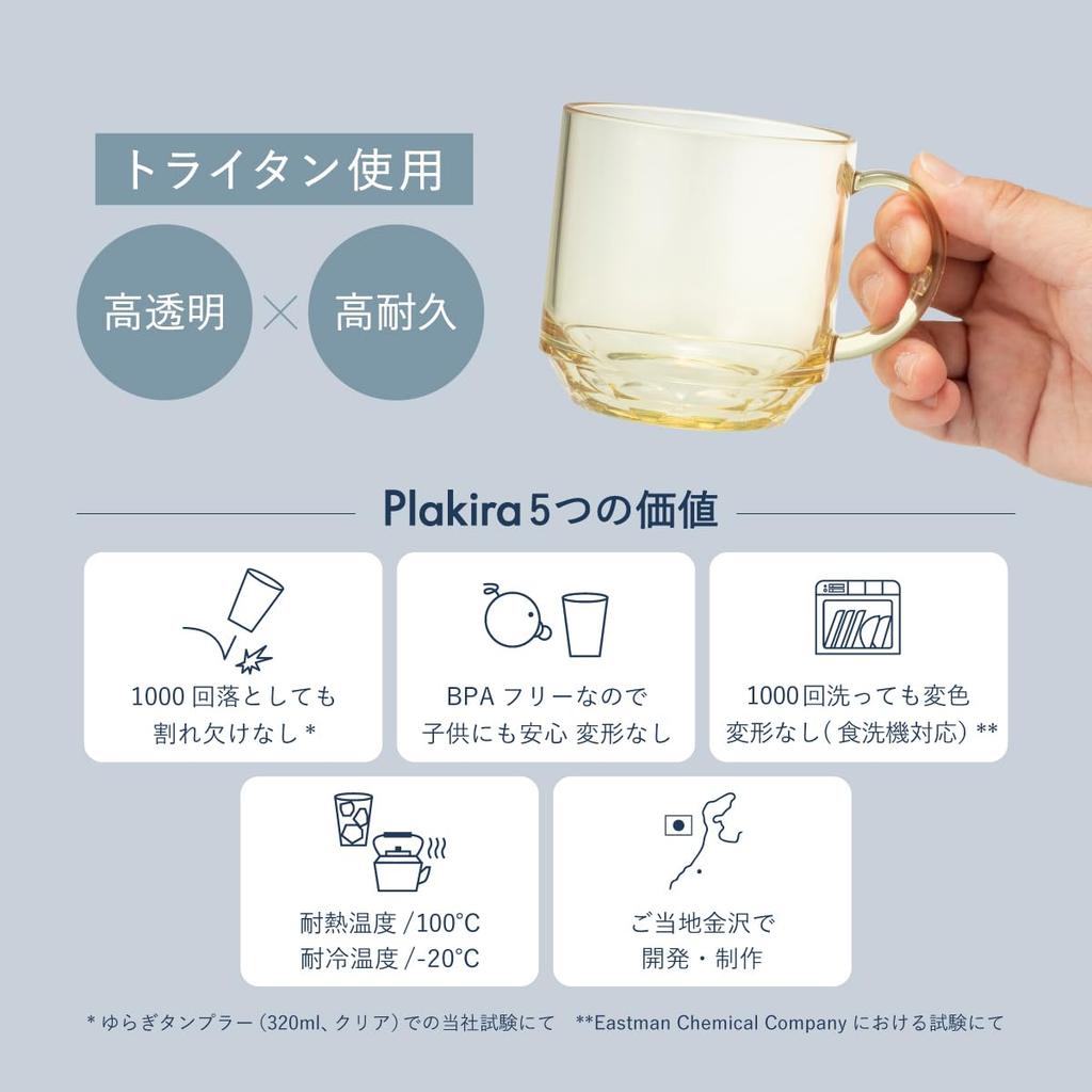 Plakira Unbreakable Large Mug, 340ml, Microwave and Dishwasher Safe, Made In Japan, Perfect for Outdoor Activities, Kids, Home Parties, and More.