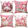 1PC Letters Printed Santa Claus Gift Box Snowman Living Room Couch Decoration Pink Christmas