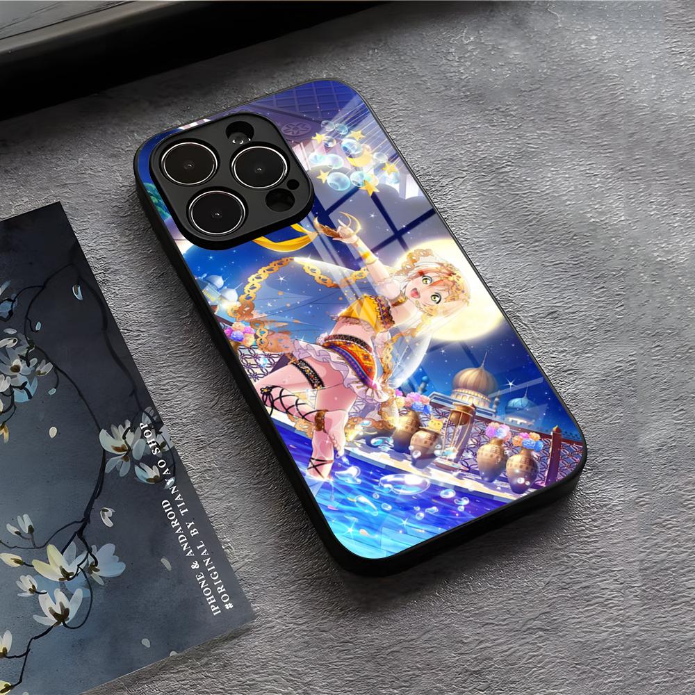 Love Live Anime Handyhülle Für IPhone 17 Air 16 E Pro Max 15 14 13 Mini 12 Pro 11 Max Plus Schwarze Glasabdeckung