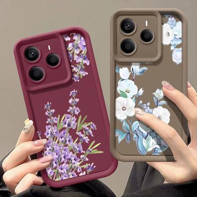Cover Morbida Opaca con Motivo Floreale Per Xiaomi 14T Pro 13T Redmi Poco X7 F6 Pro X6 Note 14 Pro 13 12 11 Custodia per Telefono in Silicone Antiurto con Protezione Lente TPU