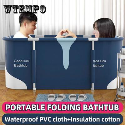 Portable Folding Bathtub Adult Swimming Pool Waterproof Thickened Spa Large Plastic Bucket Insulation 120min Heat Preservation 135x60x50cm