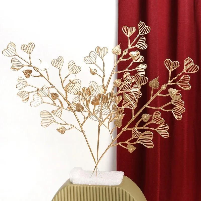 1/3/5Pcs Maple Leaves Gold Artificial Flowers Eucalyptus Home Decoration Outdoor Party DIY Tree Branch Accessories Wedding Decor