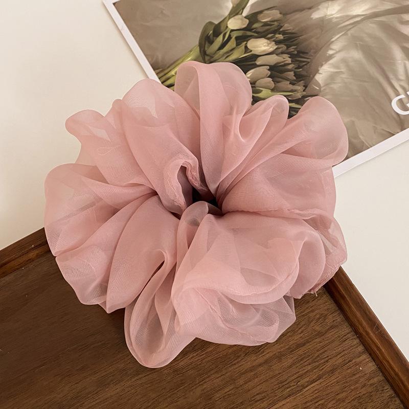 Sweet Oversized Organza Hair Ties Scrunchies Women Solid Color Mesh Hair Bands for Girls Summer Ponytail Holder Hair Accessories
