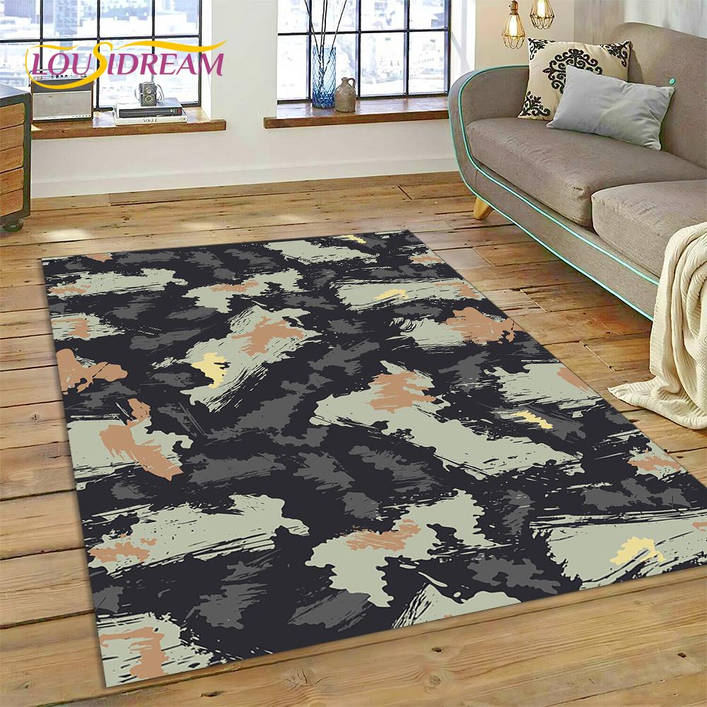 2025 Colorful Camo Green Camouflage Carpet Rug for Living Room Bedroom Home Sofa Decoration Play Area Rug Non-slip Floor Mat