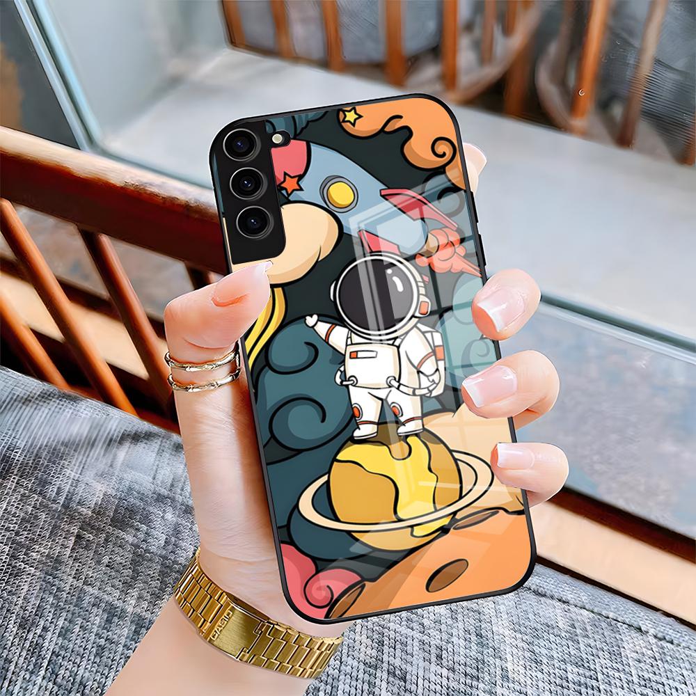 Hello Astronaut Phone Case For Samsung A25 A13 A33 5G A54 A36 A35 A56 A52 A14 Shockproof Glass Cover