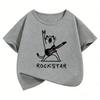 Short Sleeve Rock Star with Music Cat T Shirts Hip Hop Kids Children's T-shirt Boys Girls Summer Spring Casual Top Tee Shirt