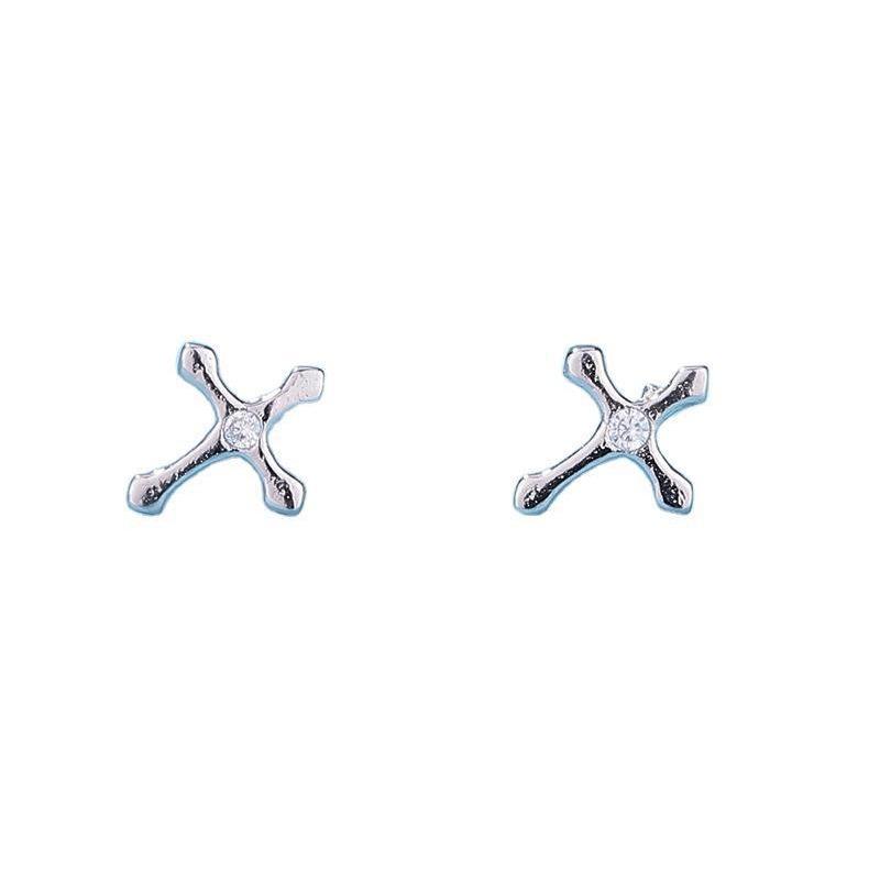 Fashion Simple Rhinestone Cross Stud Earrings For Women Jewelry