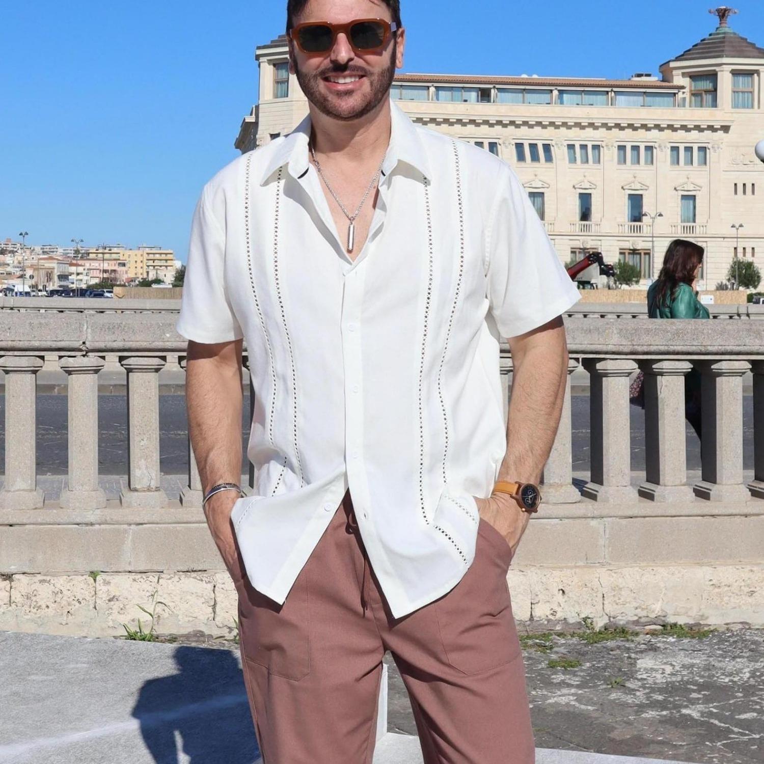 

Чоловіча повсякденна сорочка з коротким рукавом на ґудзиках, літня пляжна сорочка 5XL