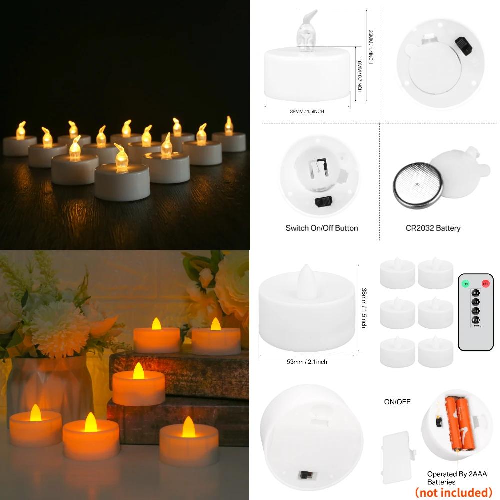 LED Flameless Candles with Remote Control Flickering Waterproof Electric Candle LED Tealights for Halloween Christmas Home Decor