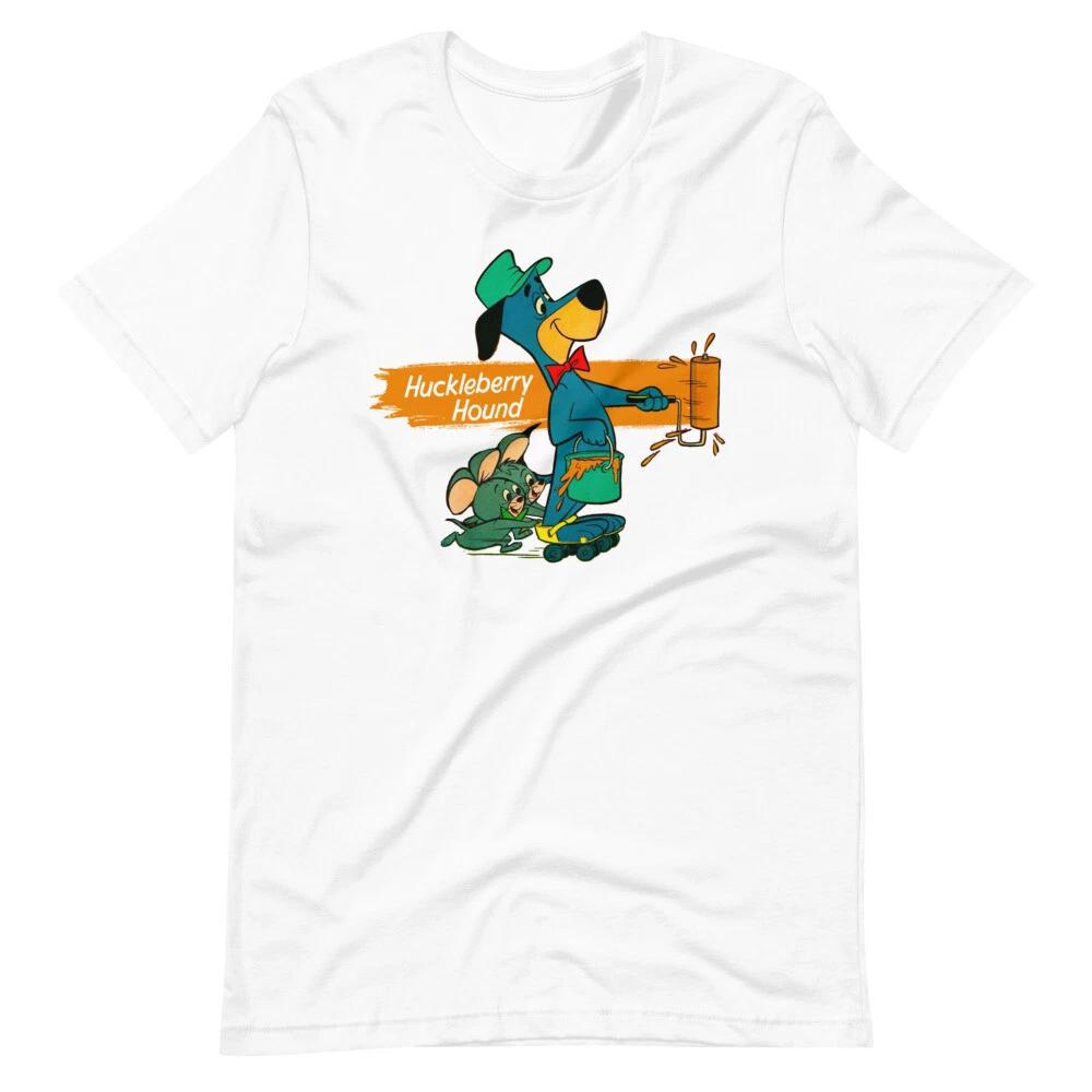 

HUCKLEBERRY HOUND Fan Art White Graphic Tee Short-Sleeve Unisex 100% Cotton T-shirt Mens Tees Top M