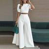 2026 Spring Women's Elegant Two-Piece Set: Short Top and Long Pants