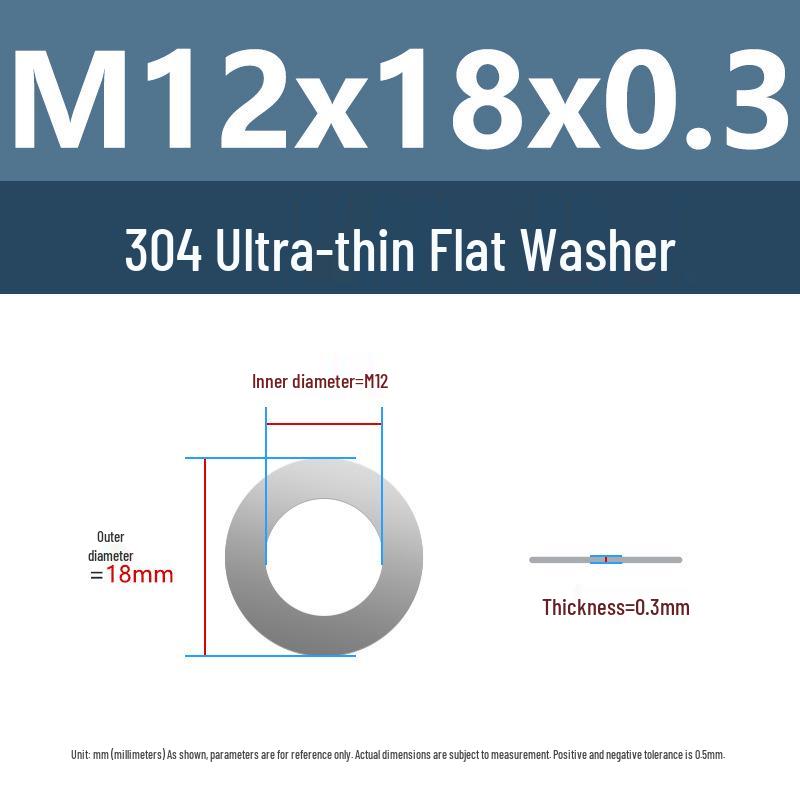 Yigu 304 Stainless Steel Flat Washer Shim Ring (Sizes M3, M4, M5, M8)