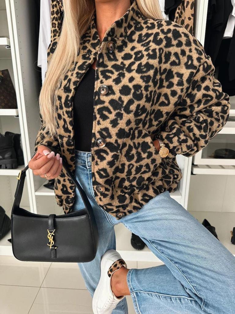 Retro Leopard Print Casual Coat for Women