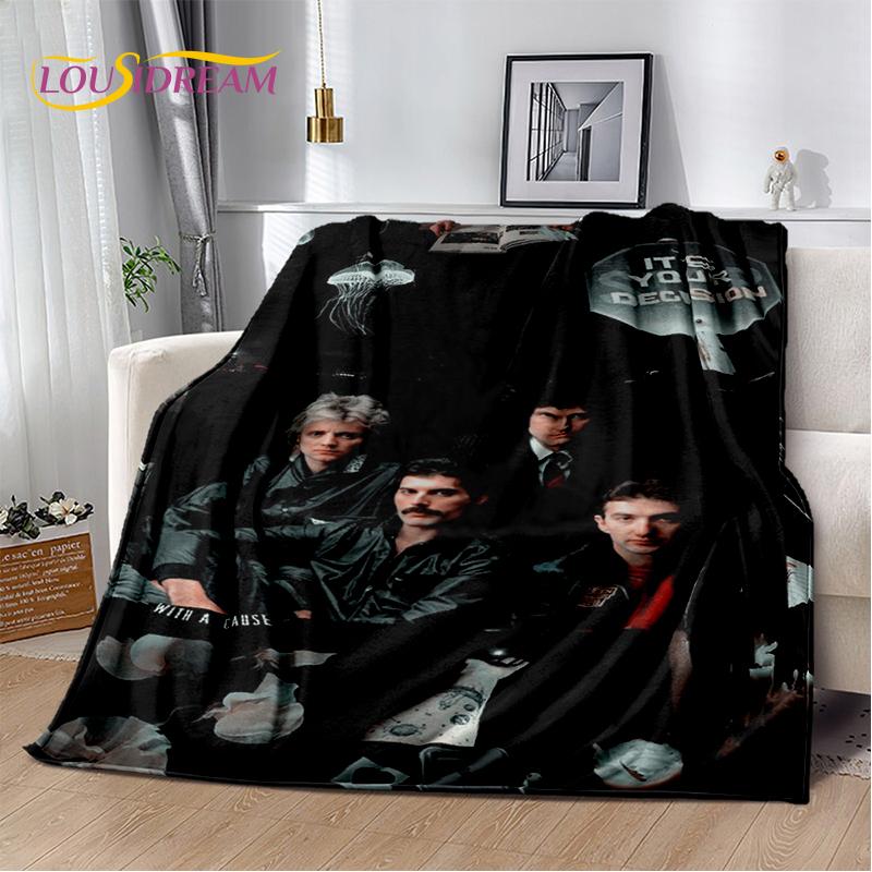 2025 Classics Queen-Rock-Band Freddie Blanket,Soft Throw Blanket for Home Bedroom Bed Sofa Picnic Travel Office Cover Gifts Kids