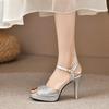 Women Peep Toe High Heels Sandals Fashionable Solid Color Ankle Strap Sandals  New  Wedding Shoes for Women Sandals Women