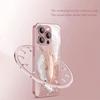 Stylish Dreamy Feather Pattern Pink Metallic Glass Phone Case For iPhone 11 12 13 14 15 16 17 Pro Max 15 Plus 17 Air 16E Cover