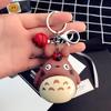 Simpatico portachiavi con animali Totoro in pelliccia, portachiavi da uomo o da donna, portachiavi da donna, portachiavi in ​​metallo, borsa per auto, ciondolo con ciondolo