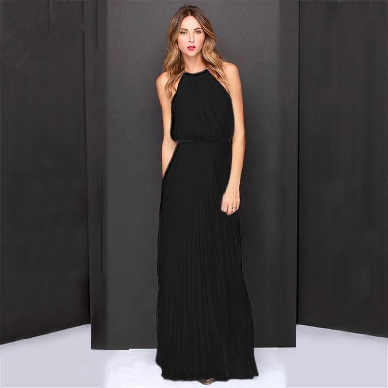 Halter Women Long Maxi Dress Evening Party Gown Wedding Bridesmaid Beach Holiday