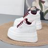 Fashion 10CM Microfiber Leather Vulcanize Women Casual Platform Wedge Chunky Sneakers Spring Autumn Shoes Size 34-40