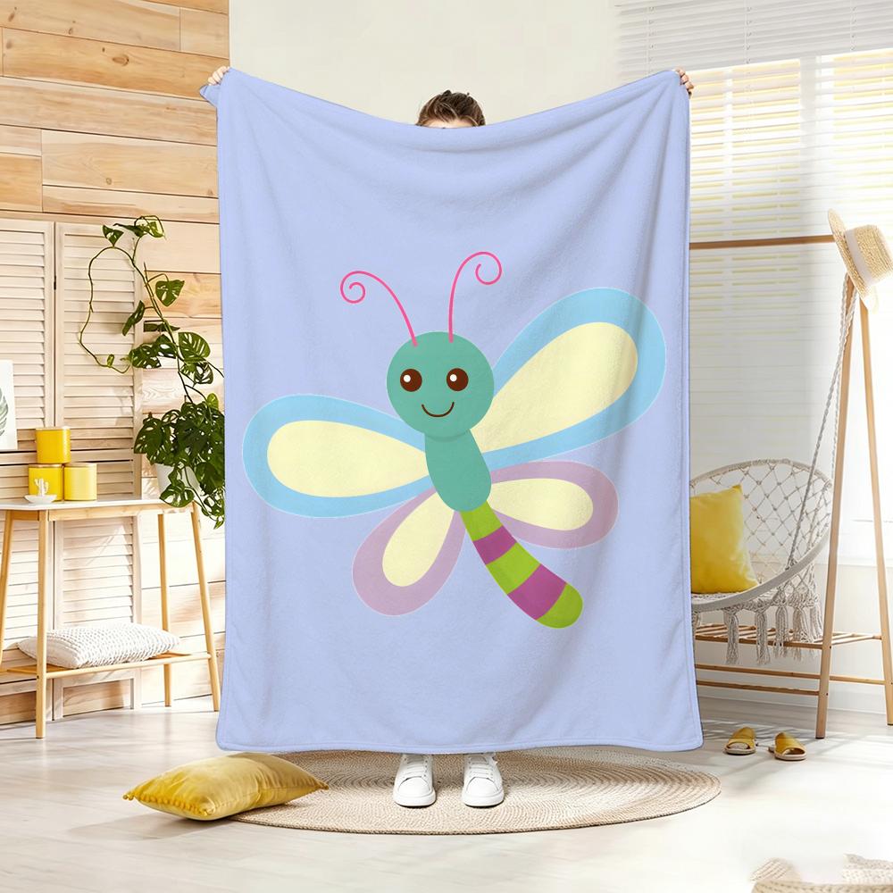Cute Stuff Dragonfly Throw Lightweight 240G Flannel Blanket Soft Skin-Friendly For Summer Cooling
