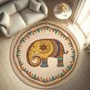 Black Gold Totem Elephant Round Rug Serves As Swivel Chair Floor Mat for All Kinds of Daily Household Interior Home Decor