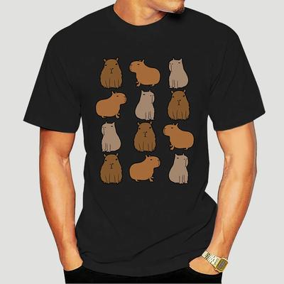 Streetwear Capybara Man T Shirt Cute Animal Pattern Mens T Shirts Men Clothing Streetwear Four Seasons Cotton