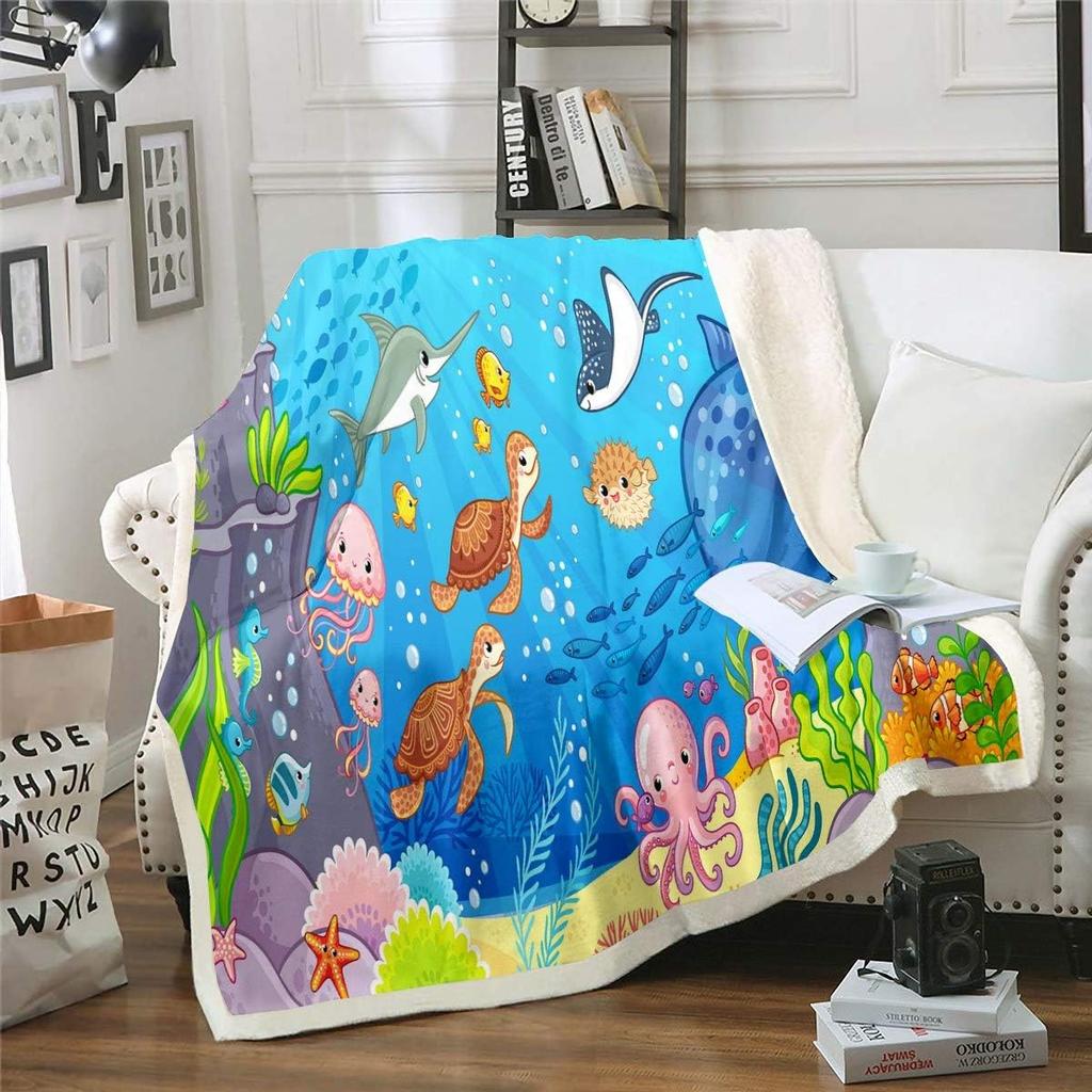 Feelyou Luxury D Aircraft Print Throw Blanket Perfect for Kids Teens Couch Bed Aviation Theme Sherpa Fleece x Inches