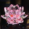 Faux Crystal Lotus Figurine Glass Craft Collection Clear Lotus Table Decoration Lotus Paperweight for Good Luck Peace Desk Decor