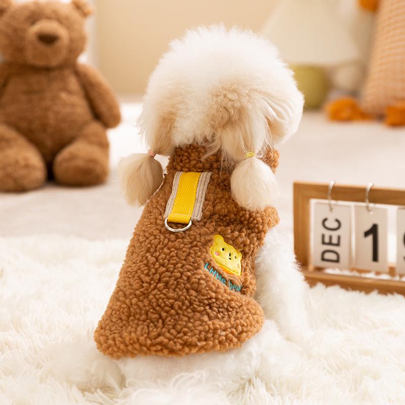 Dog Clothes Autumn and Winter Small Dog Puppy Teddy Bigbear Goes Out To Walk the Dog Schnauzer Can Lead Pet Four-legged Clothes