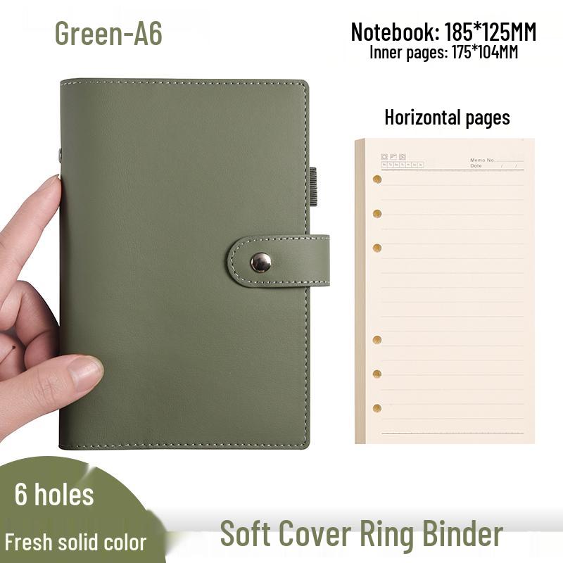 Minimalist A6 Soft Leather Ring Binder Planner Notebook
